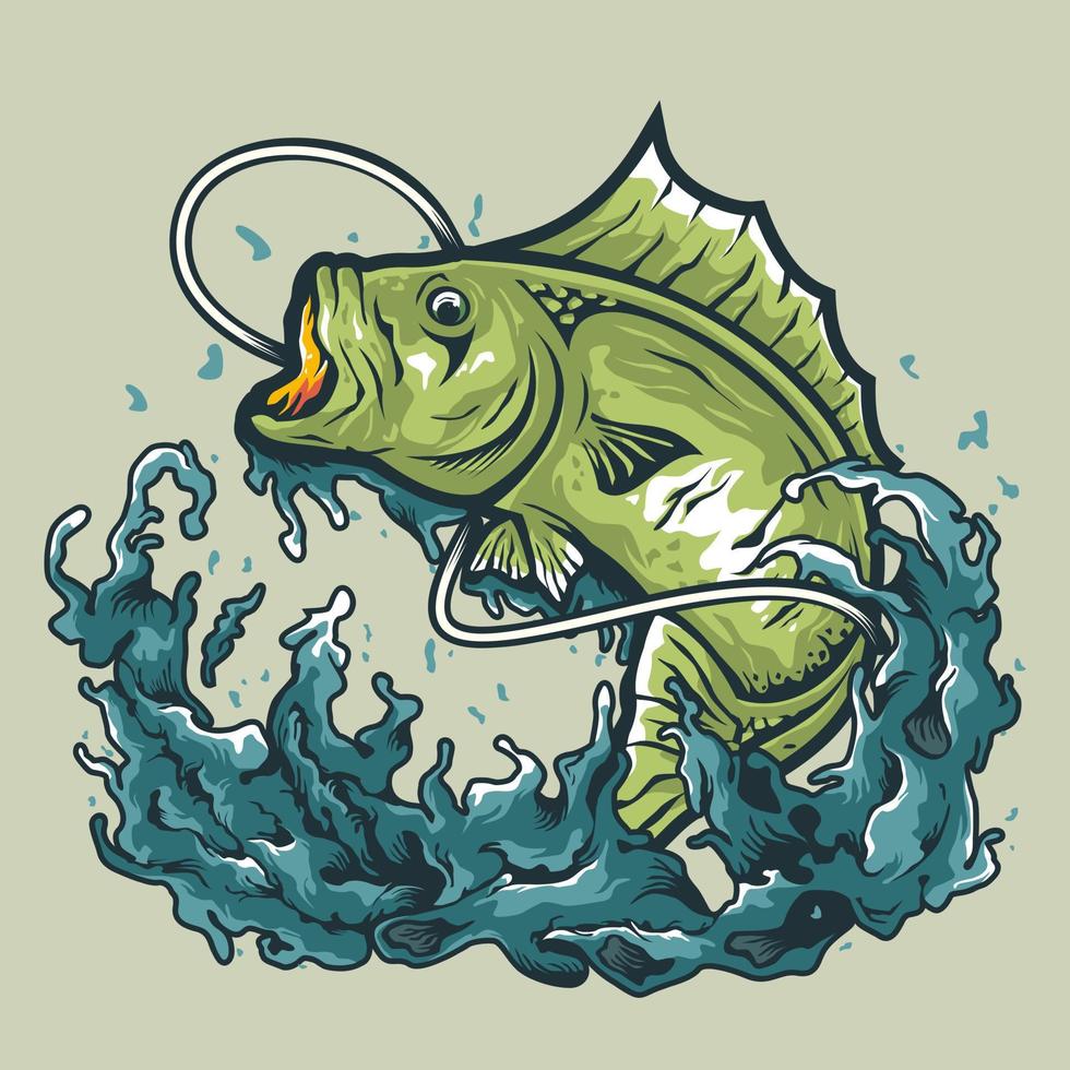 Big bass fishing illustration 15371419 Vector Art at Vecteezy
