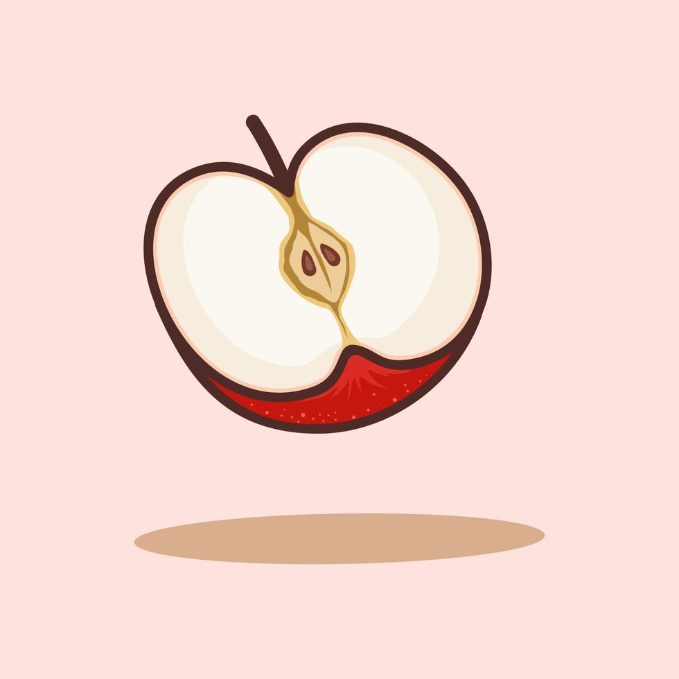Fresh red apples drawn cartoon illustration vector