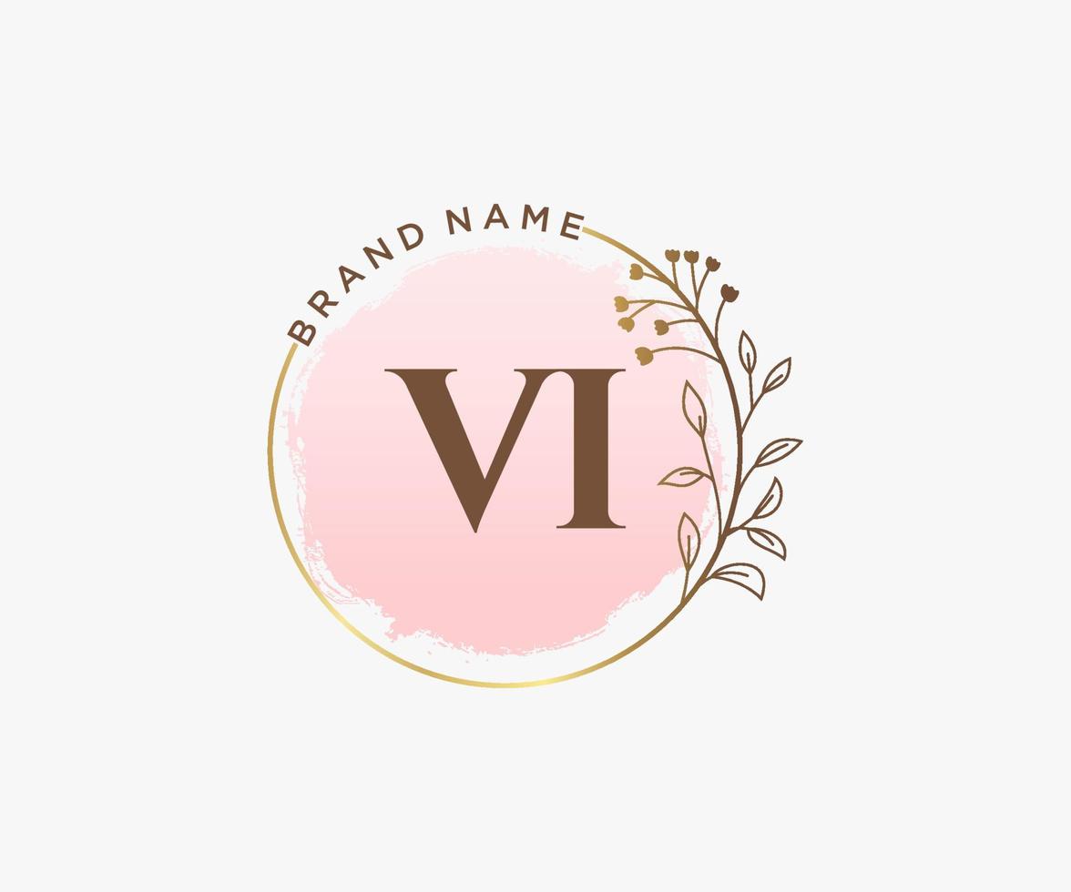 logotipo femenino vi inicial. utilizable para logotipos de naturaleza, salón, spa, cosmética y belleza. elemento de plantilla de diseño de logotipo de vector plano.