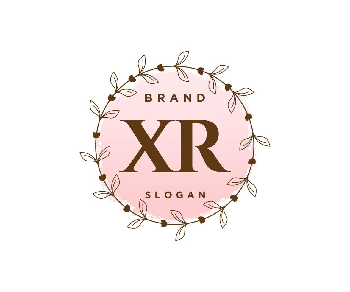 Initial XR feminine logo. Usable for Nature, Salon, Spa, Cosmetic and Beauty Logos. Flat Vector Logo Design Template Element.