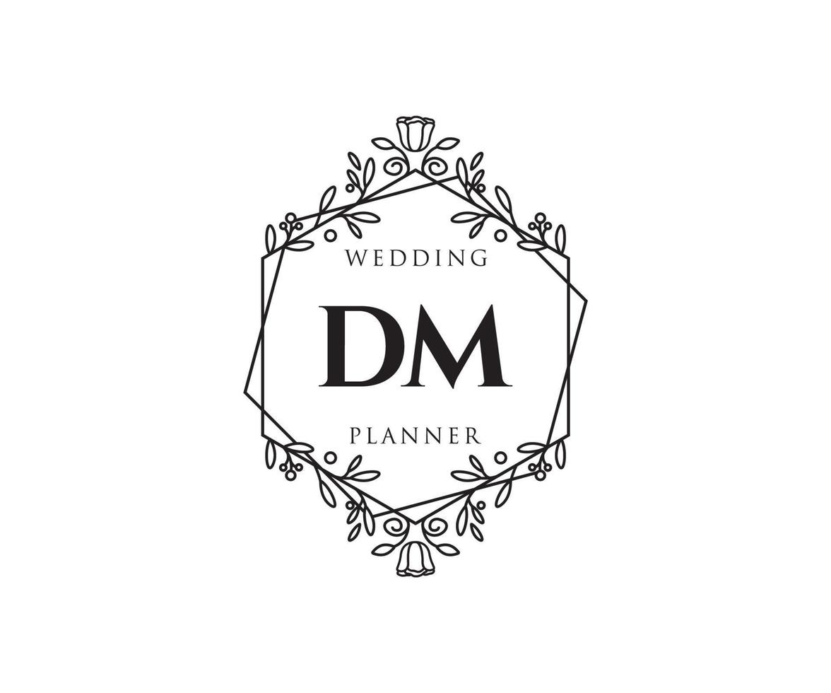 DM Initials letter Wedding monogram logos collection, hand drawn modern minimalistic and floral templates for Invitation cards, Save the Date, elegant identity for restaurant, boutique, cafe in vector