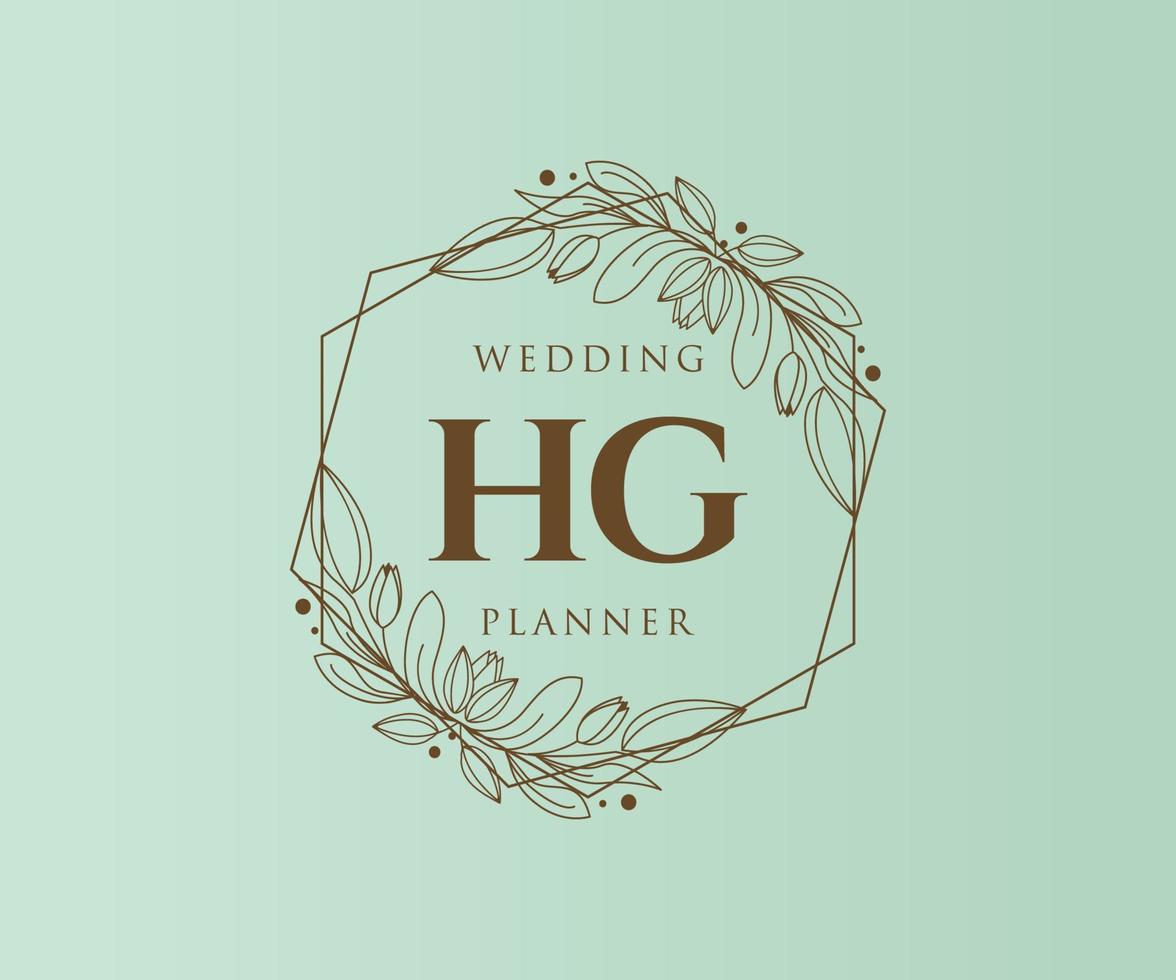 HG Initials letter Wedding monogram logos collection, hand drawn modern minimalistic and floral templates for Invitation cards, Save the Date, elegant identity for restaurant, boutique, cafe in vector