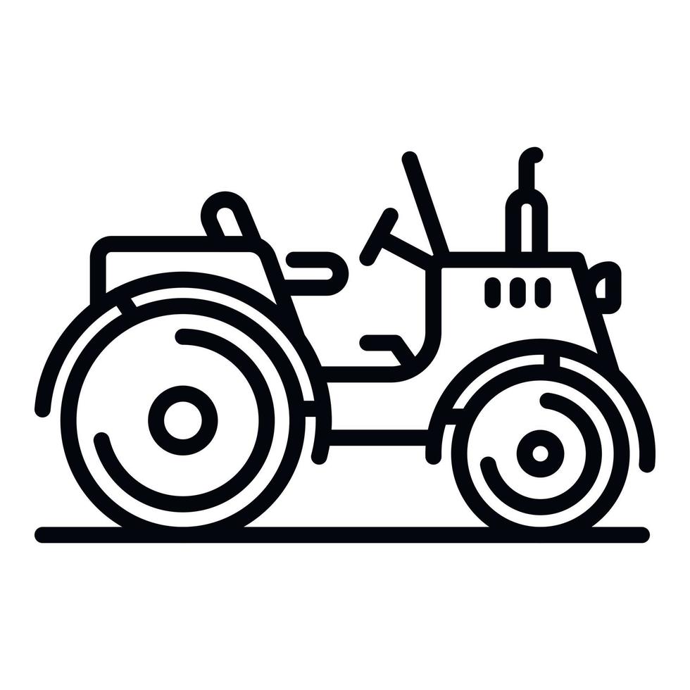 Old farm tractor icon, outline style vector