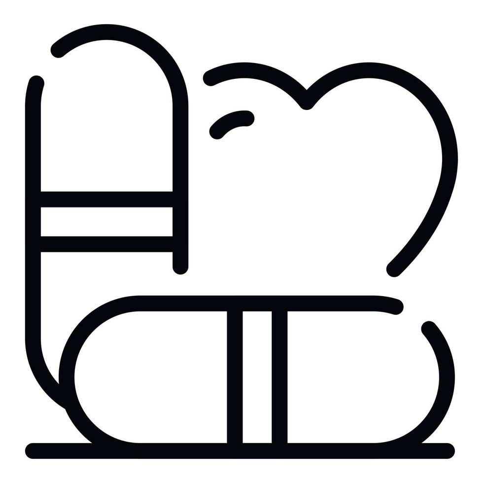 icono de corazón y cápsulas, estilo de esquema vector