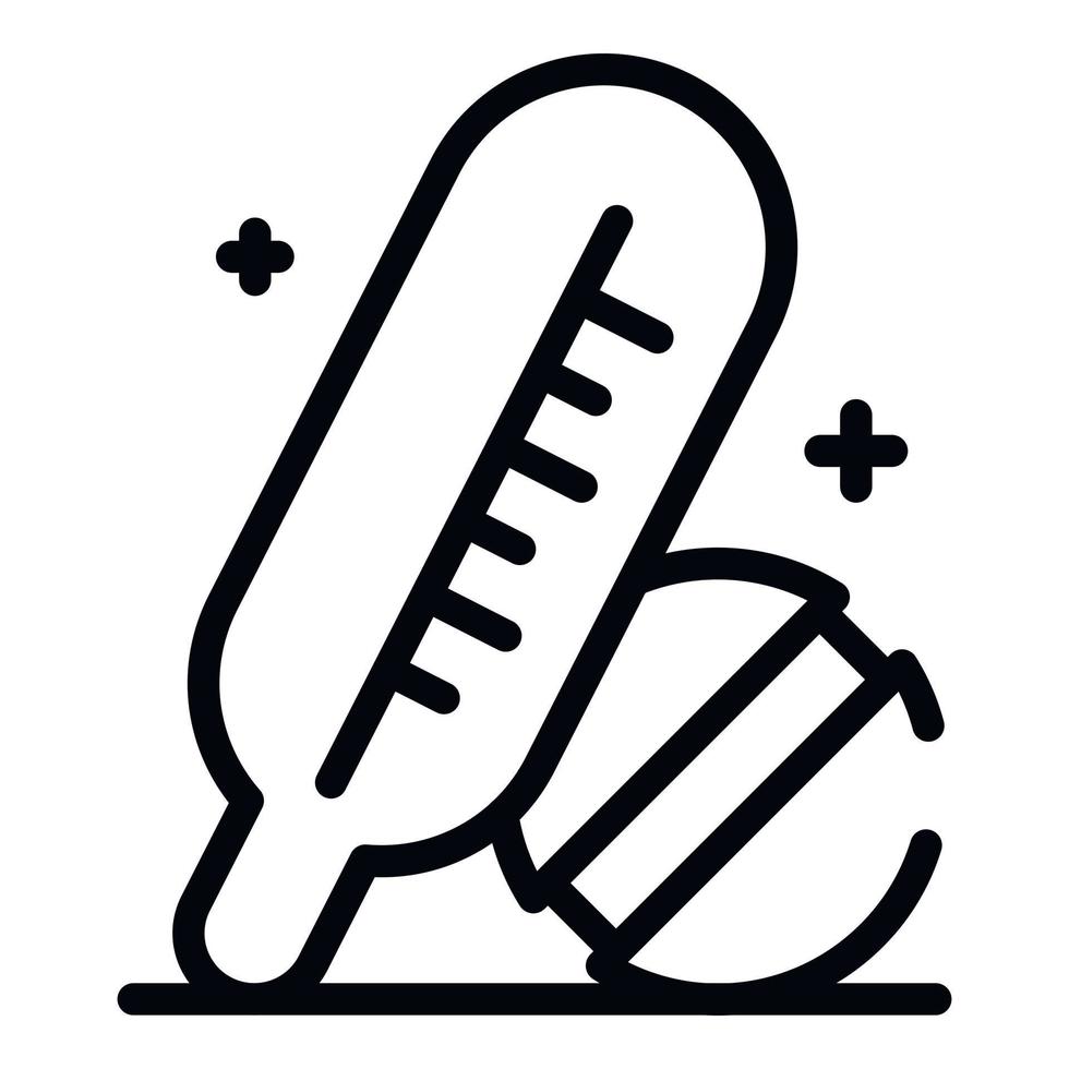 Thermometer and pill icon, outline style vector