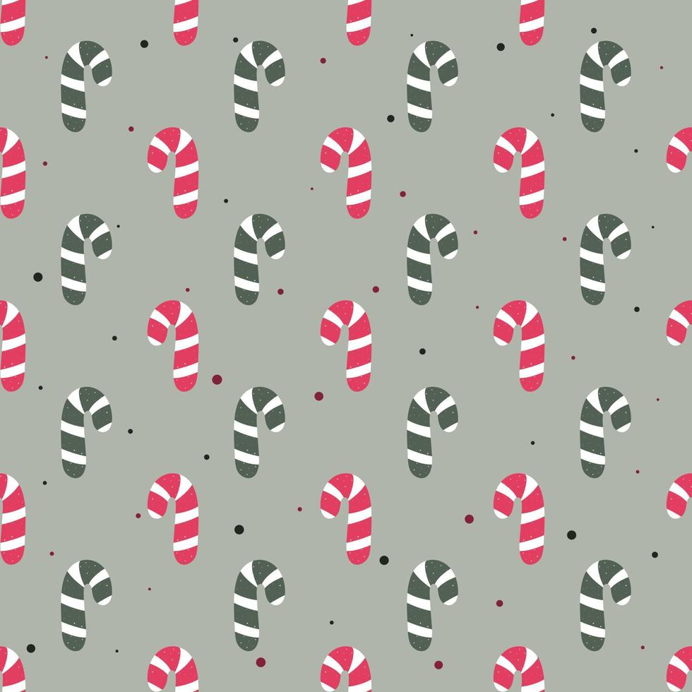 Christmas vector seamless pattern with candy canes. Happy New Year and Merry Xmas background. Vector winter holidays print for textile, wallpaper, fabric, and wrapping paper.