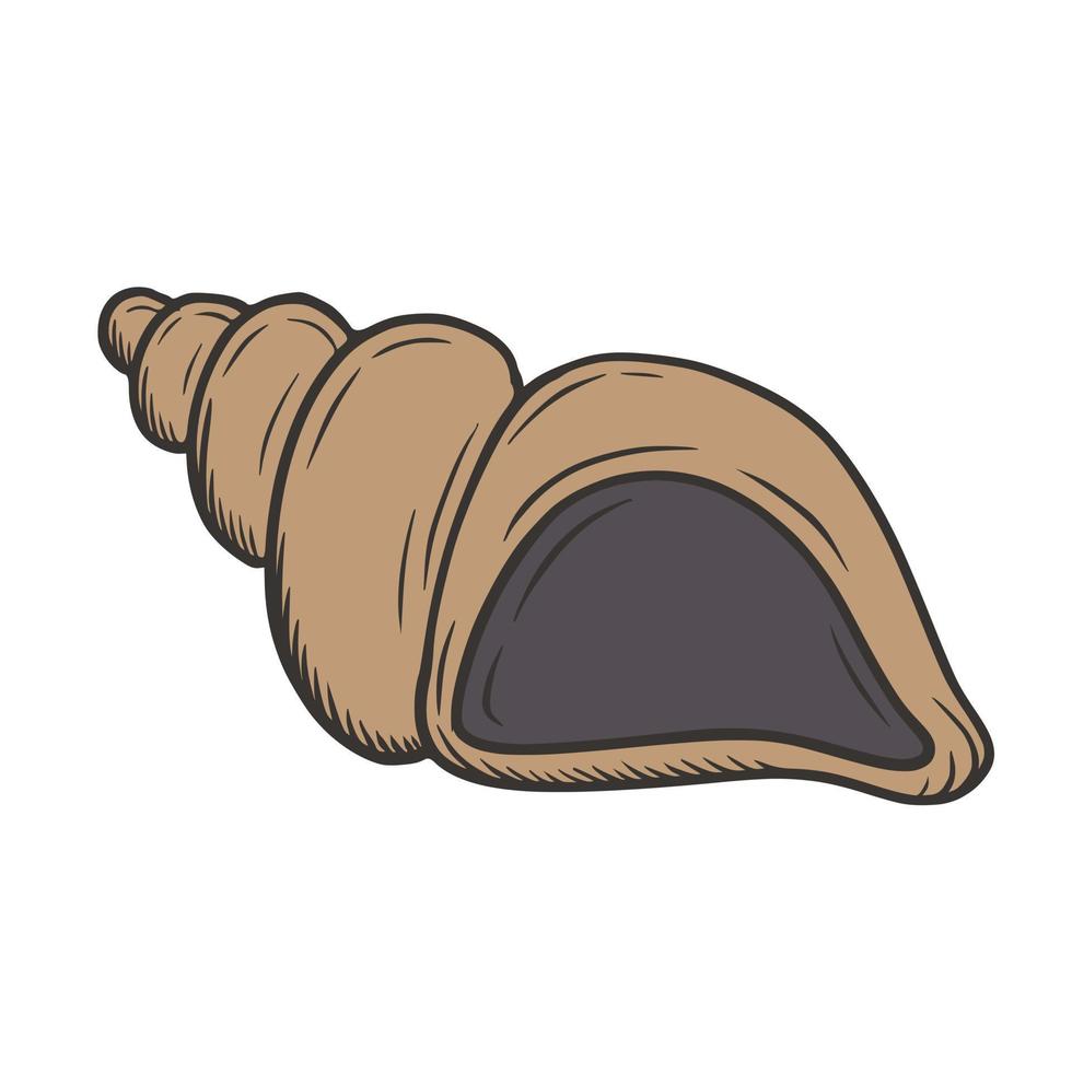 ilustración de vector de garabato dibujado a mano de concha de mar