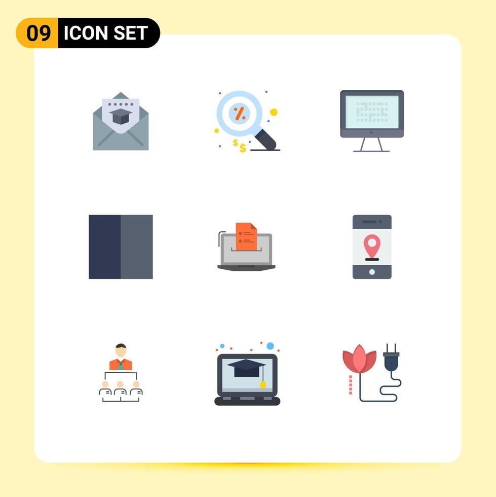 Modern Set of 9 Flat Colors Pictograph of workspace interface graphy grid information Editable Vector Design Elements