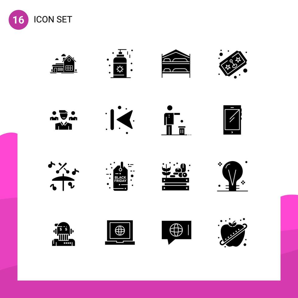 16 Creative Icons Modern Signs and Symbols of user joystick bed play ticket Editable Vector Design Elements