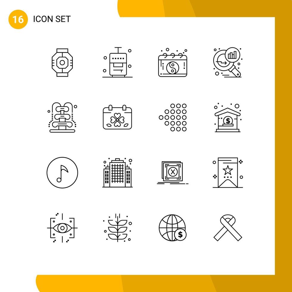 16 Creative Icons Modern Signs and Symbols of fountain graph magnifying vacation graph analysis mandarin Editable Vector Design Elements