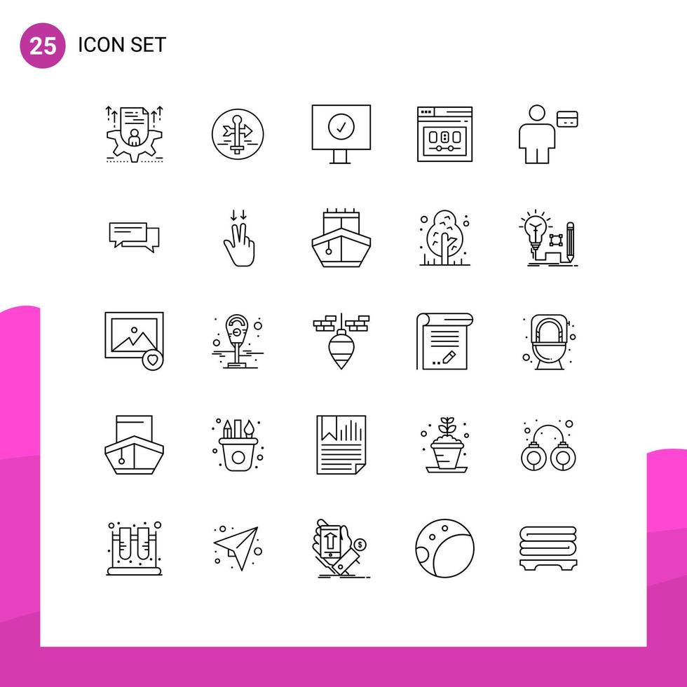 25 Creative Icons Modern Signs and Symbols of webpage template map pointer page protection Editable Vector Design Elements