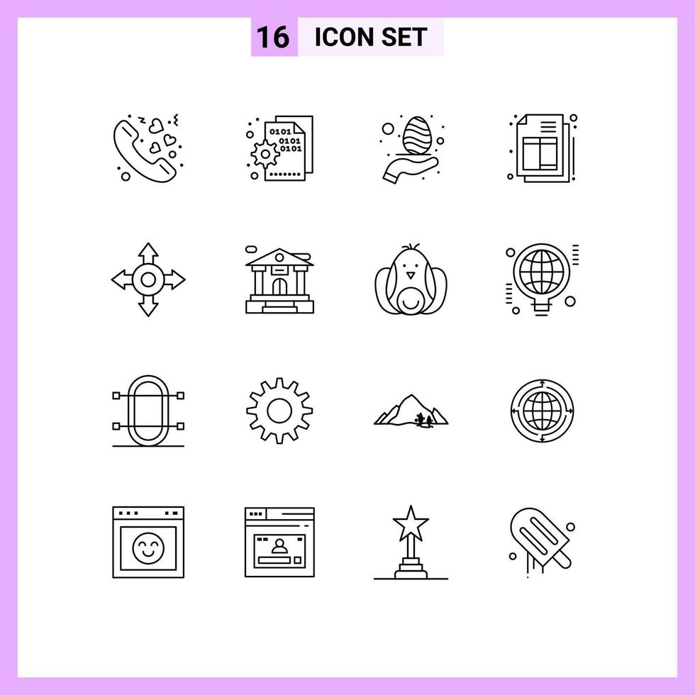 16 Universal Outline Signs Symbols of bank invoice setting ecommerce care Editable Vector Design Elements