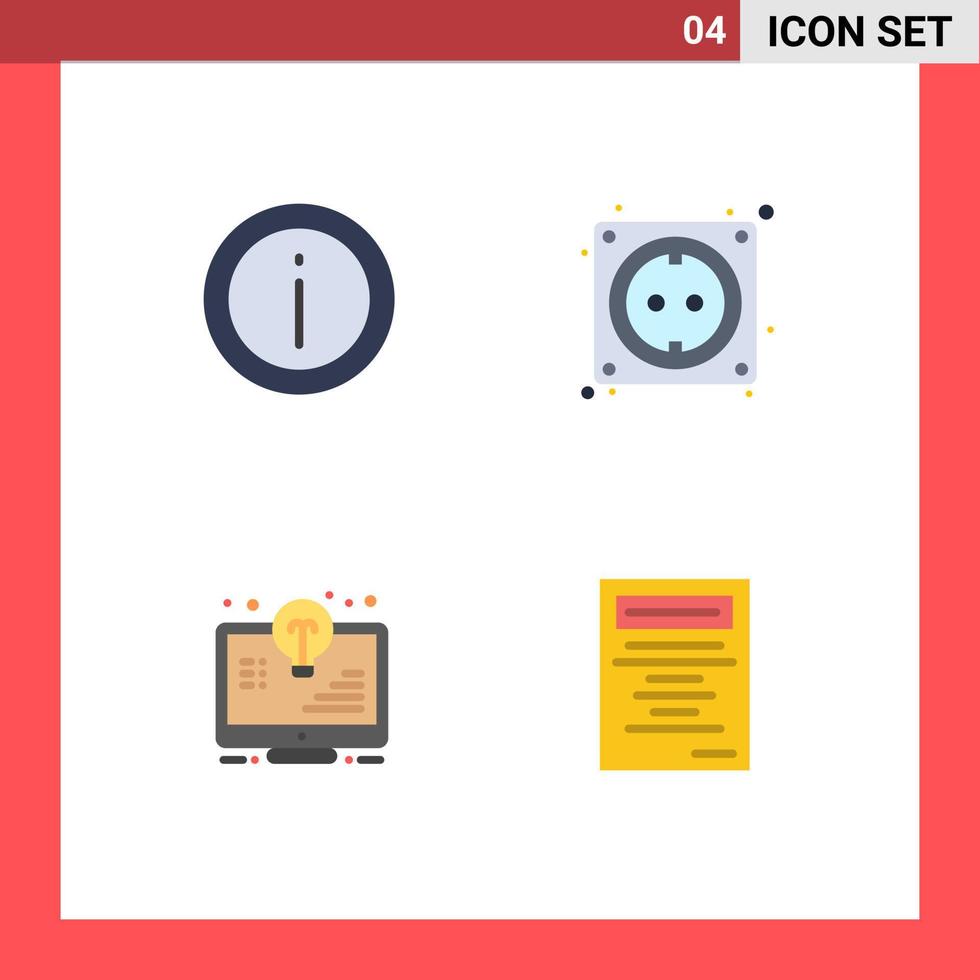 Modern Set of 4 Flat Icons Pictograph of help bulb sign computer light Editable Vector Design Elements