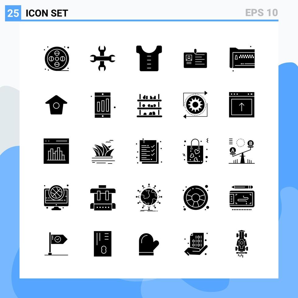 Modern 25 solid style icons Glyph Symbols for general use Creative Solid Icon Sign Isolated on White Background 25 Icons Pack vector