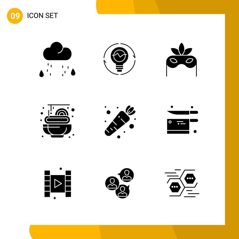 9 Icon Set Solid Style Icon Pack Glyph Symbols isolated on White Backgound for Responsive Website Designing Creative Black Icon vector background