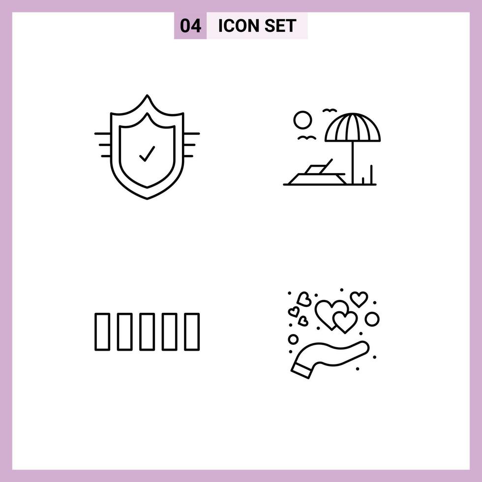 Modern Set of 4 Filledline Flat Colors and symbols such as check signal tick vacation hand Editable Vector Design Elements