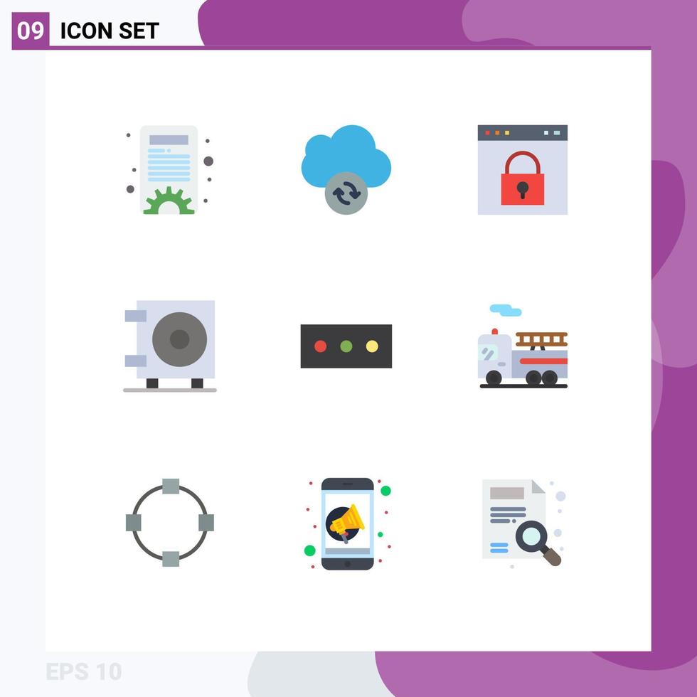 User Interface Pack of 9 Basic Flat Colors of quad security lock password money Editable Vector Design Elements