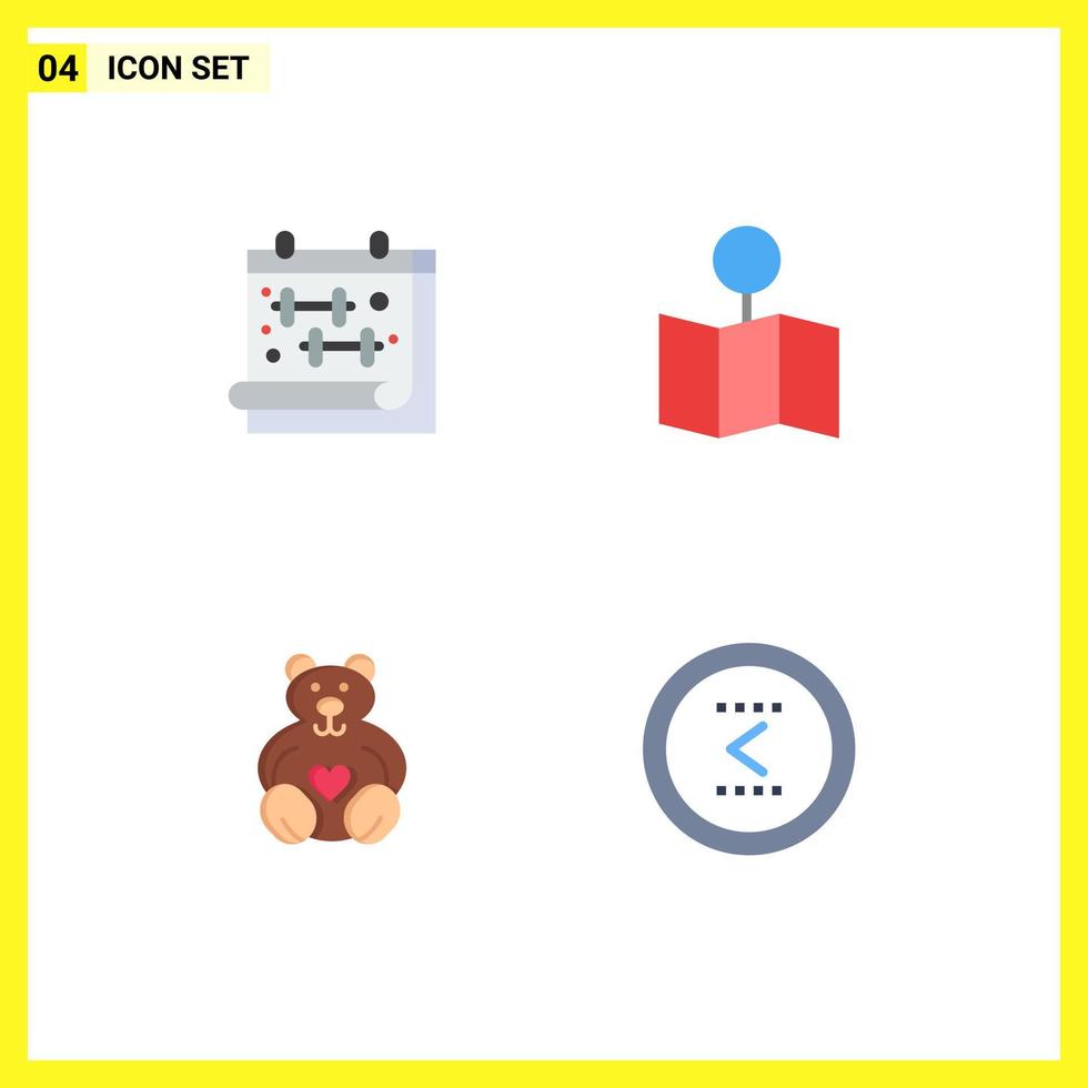 Group of 4 Modern Flat Icons Set for calendar love dumbell pointer wedding Editable Vector Design Elements