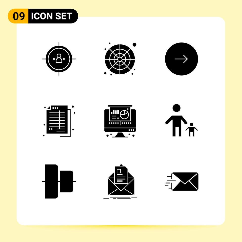 Modern Set of 9 Solid Glyphs and symbols such as balance accounting color wheel next multimedia Editable Vector Design Elements