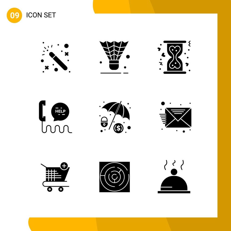 9 Icon Set Solid Style Icon Pack Glyph Symbols isolated on White Backgound for Responsive Website Designing vector