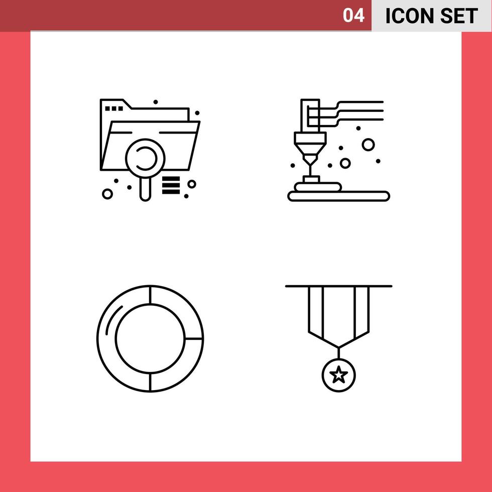 4 User Interface Line Pack of modern Signs and Symbols of analysis business extension equipment finance Editable Vector Design Elements