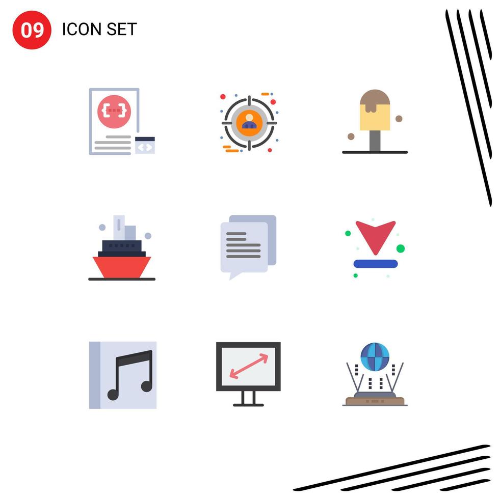 9 Flat Color concept for Websites Mobile and Apps communication travel user ship summer Editable Vector Design Elements