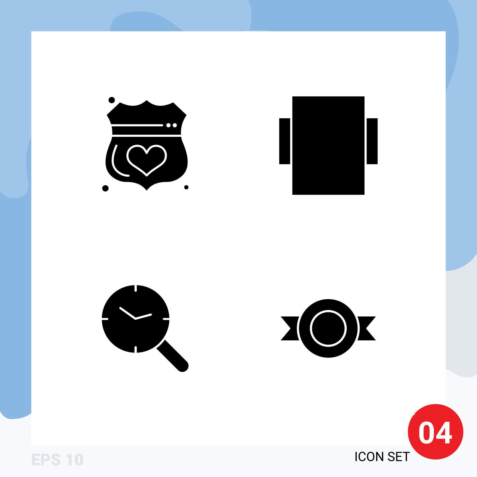 Set of 4 Commercial Solid Glyphs pack for guard watch secure rotate