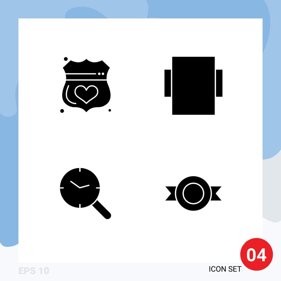 Set of 4 Commercial Solid Glyphs pack for guard watch secure rotate label Editable Vector Design Elements