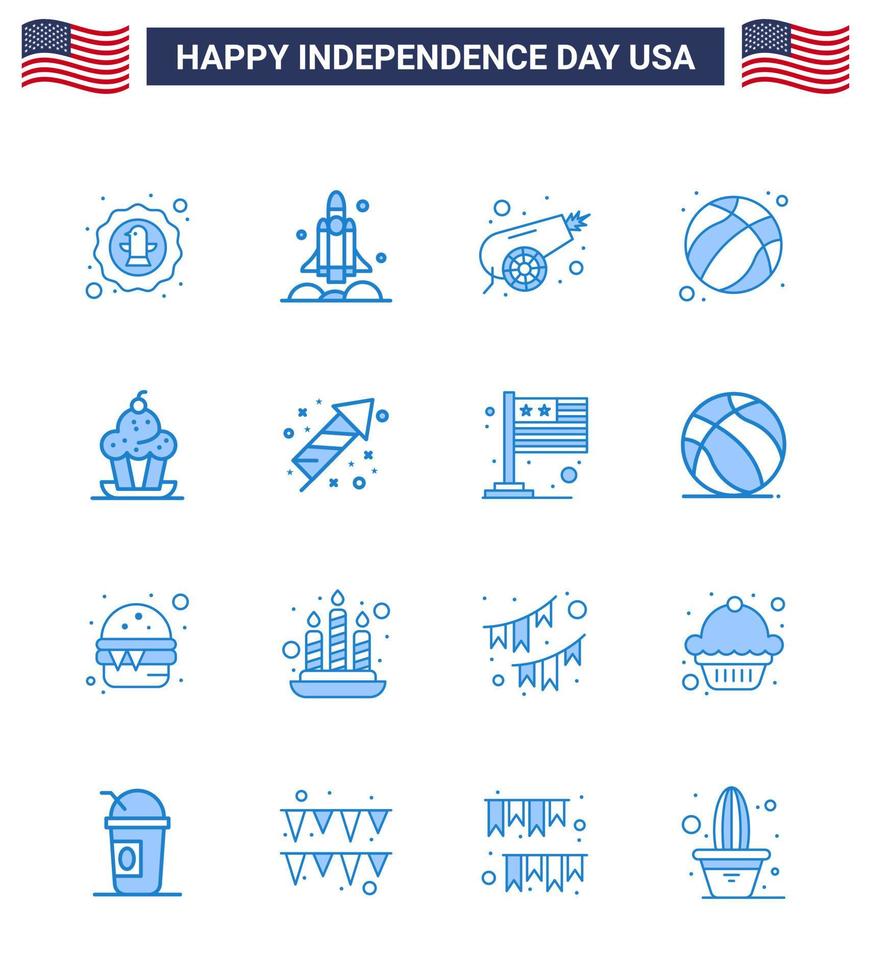 Stock Vector Icon Pack of American Day 16 Line Signs and Symbols for usa ball transport american war Editable USA Day Vector Design Elements