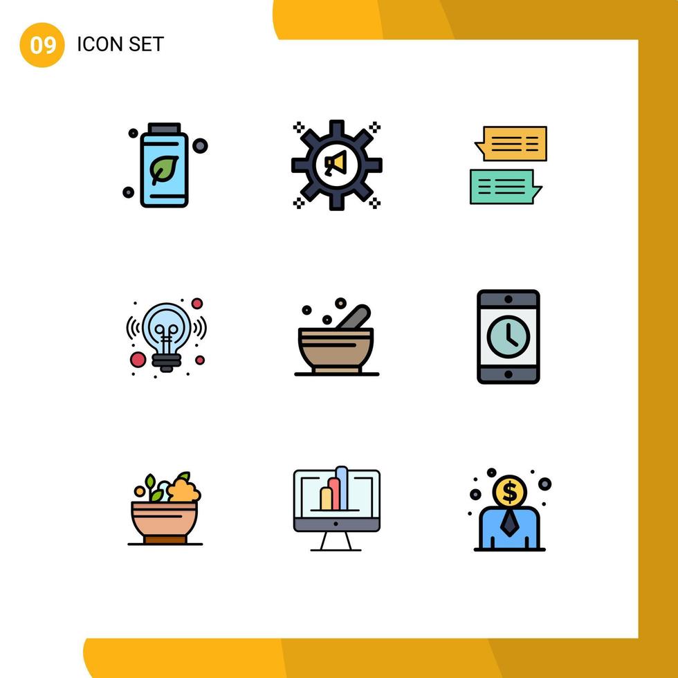 9 Universal Filledline Flat Color Signs Symbols of solution business megaphone idea message Editable Vector Design Elements