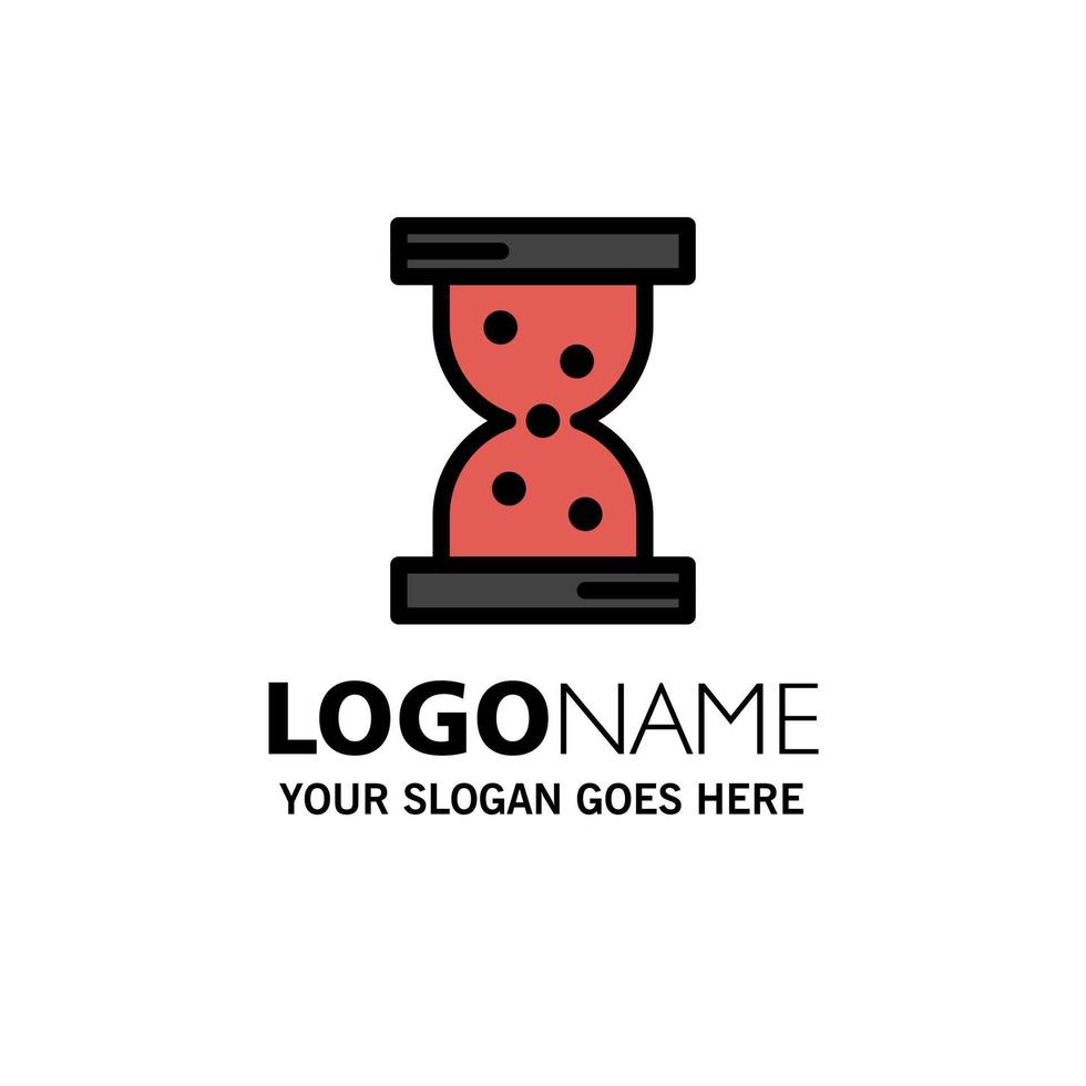 Glass Hour Watch Business Logo Template Flat Color vector