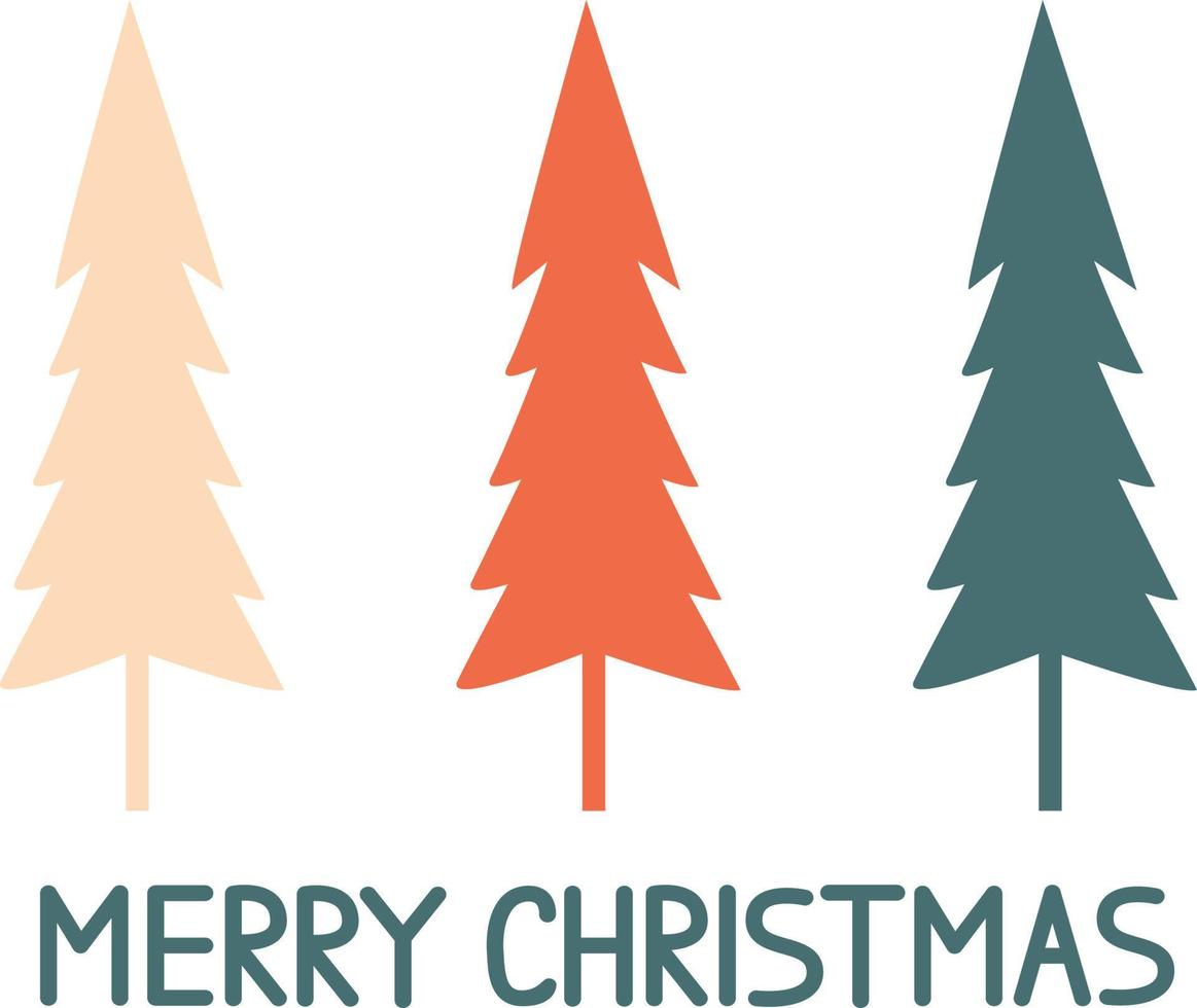 Merry Christmas minimalistic card, Christmas tree with inscription on white background vector