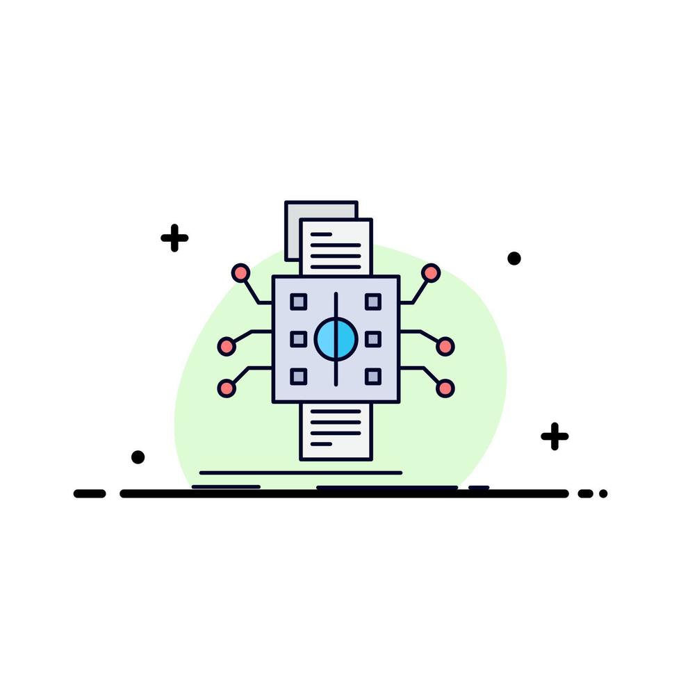 análisis datos datum procesamiento informes color plano icono vector