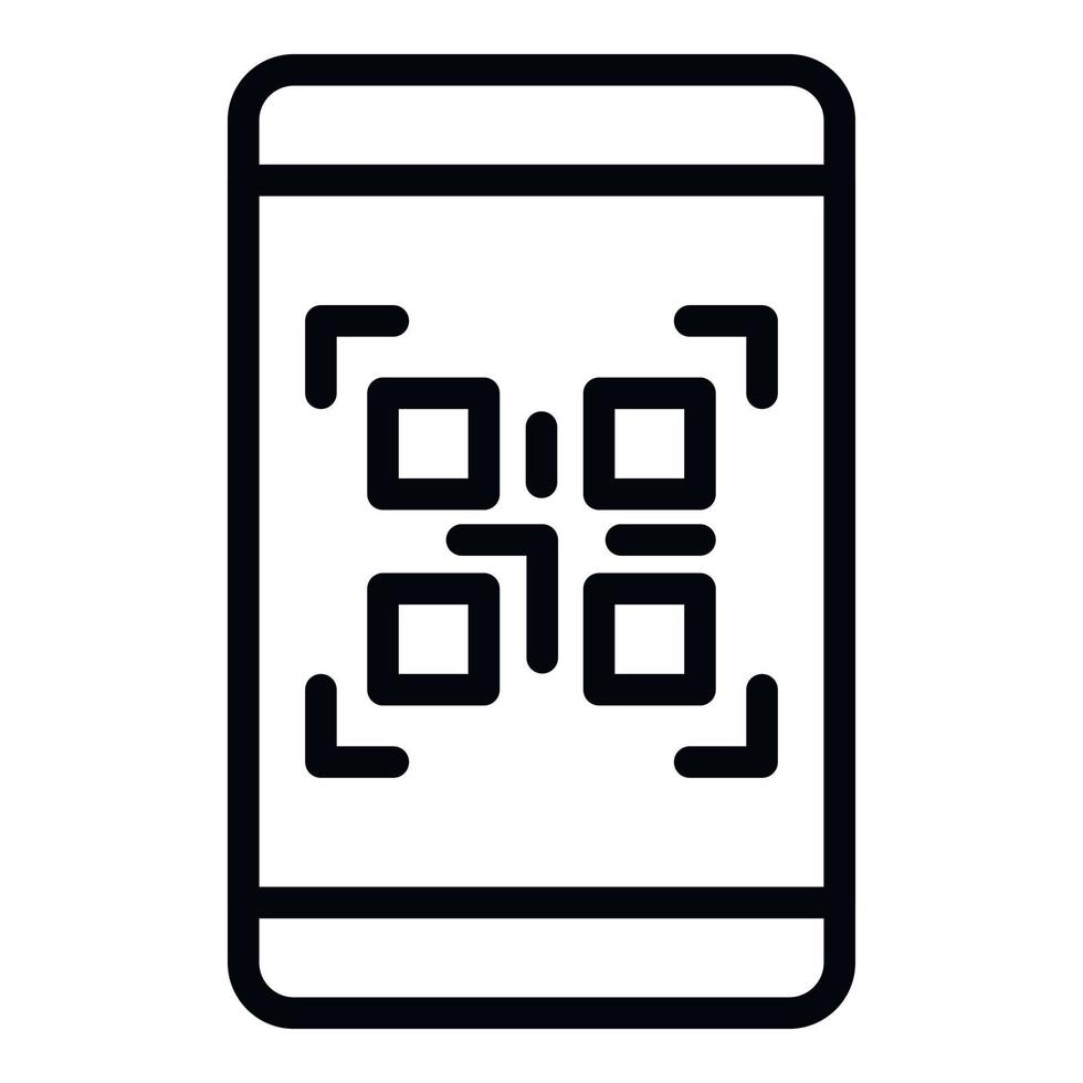 icono de código de precio qr de escaneo telefónico, estilo de esquema vector