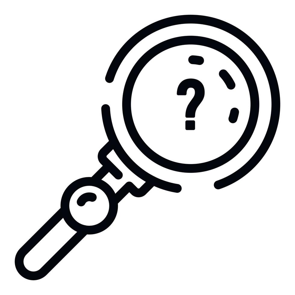 Quest question magnify glass icon, outline style vector