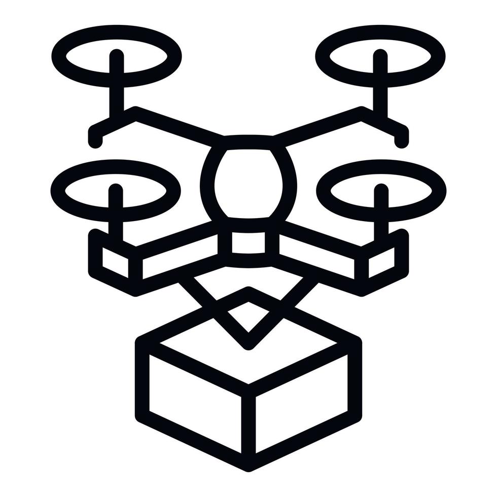 icono de entrega de drones, estilo de contorno vector