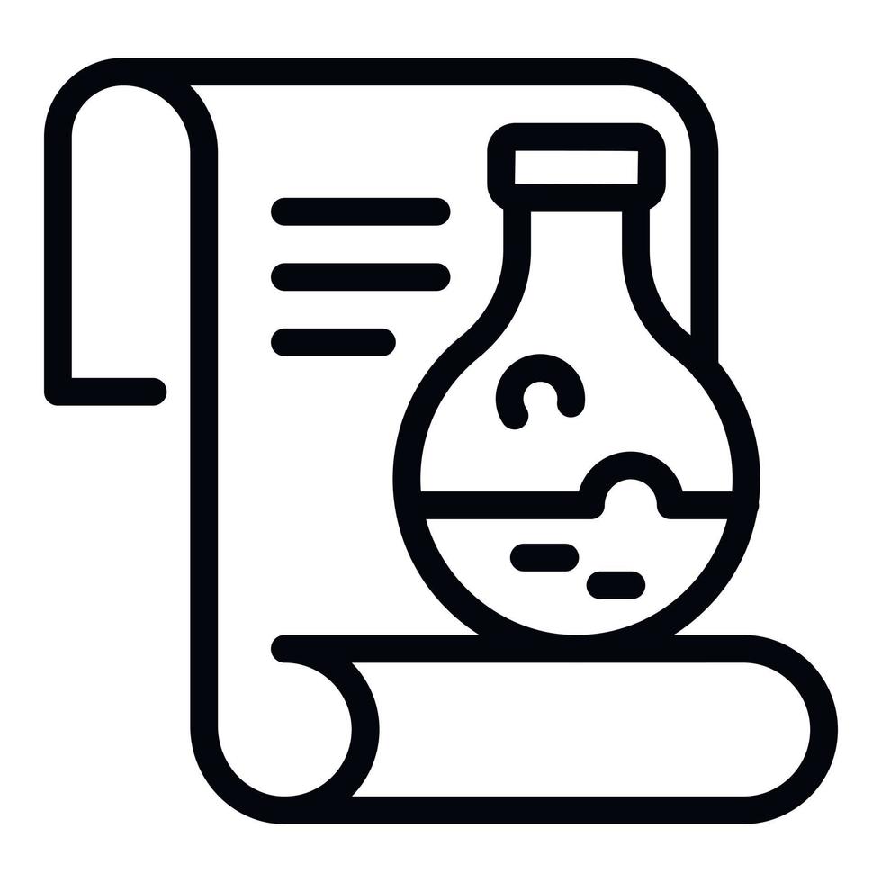 Recipe and flask icon, outline style vector