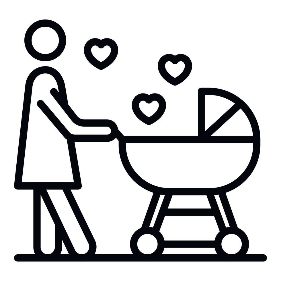 icono de madre bebé enamorado, estilo de esquema vector