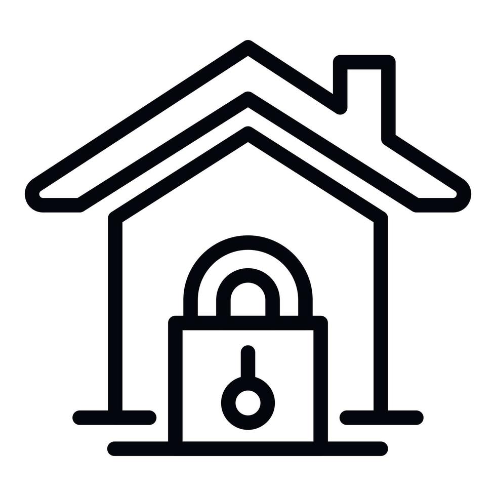House and padlock icon, outline style vector