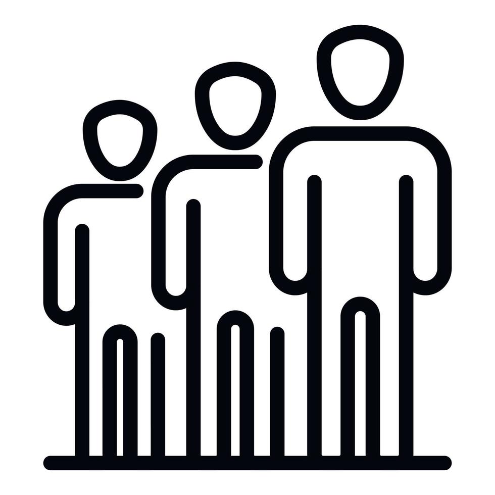 People in a row icon, outline style vector