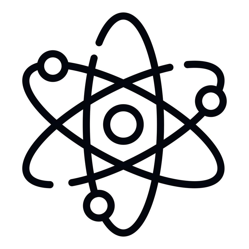 Atom and electrons icon, outline style vector