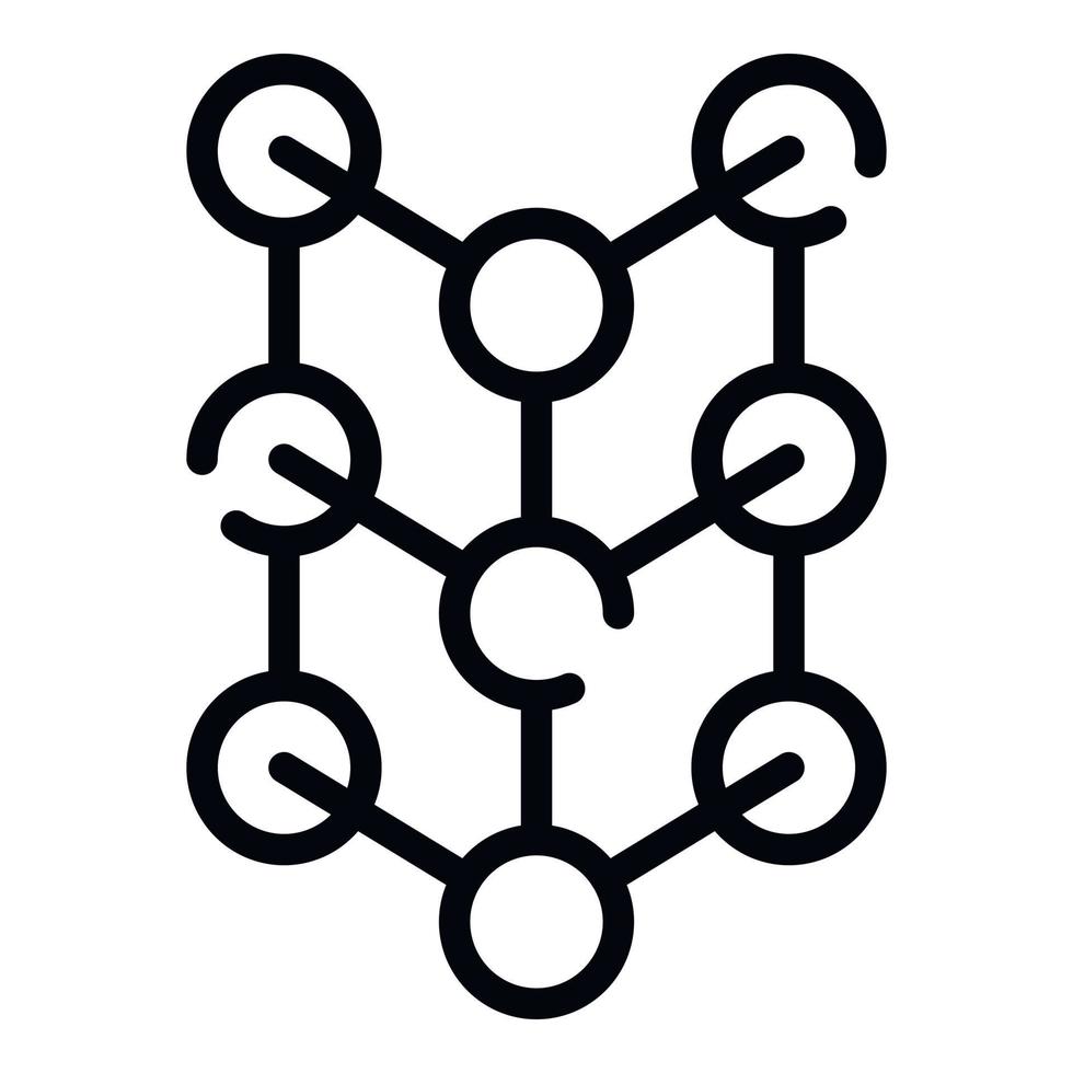 Molecular lattice icon, outline style vector