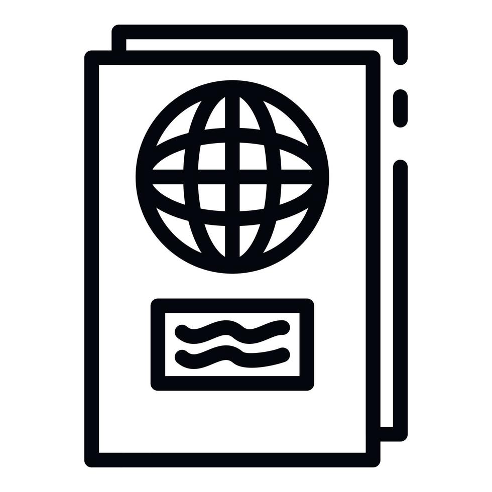 International passport icon, outline style vector