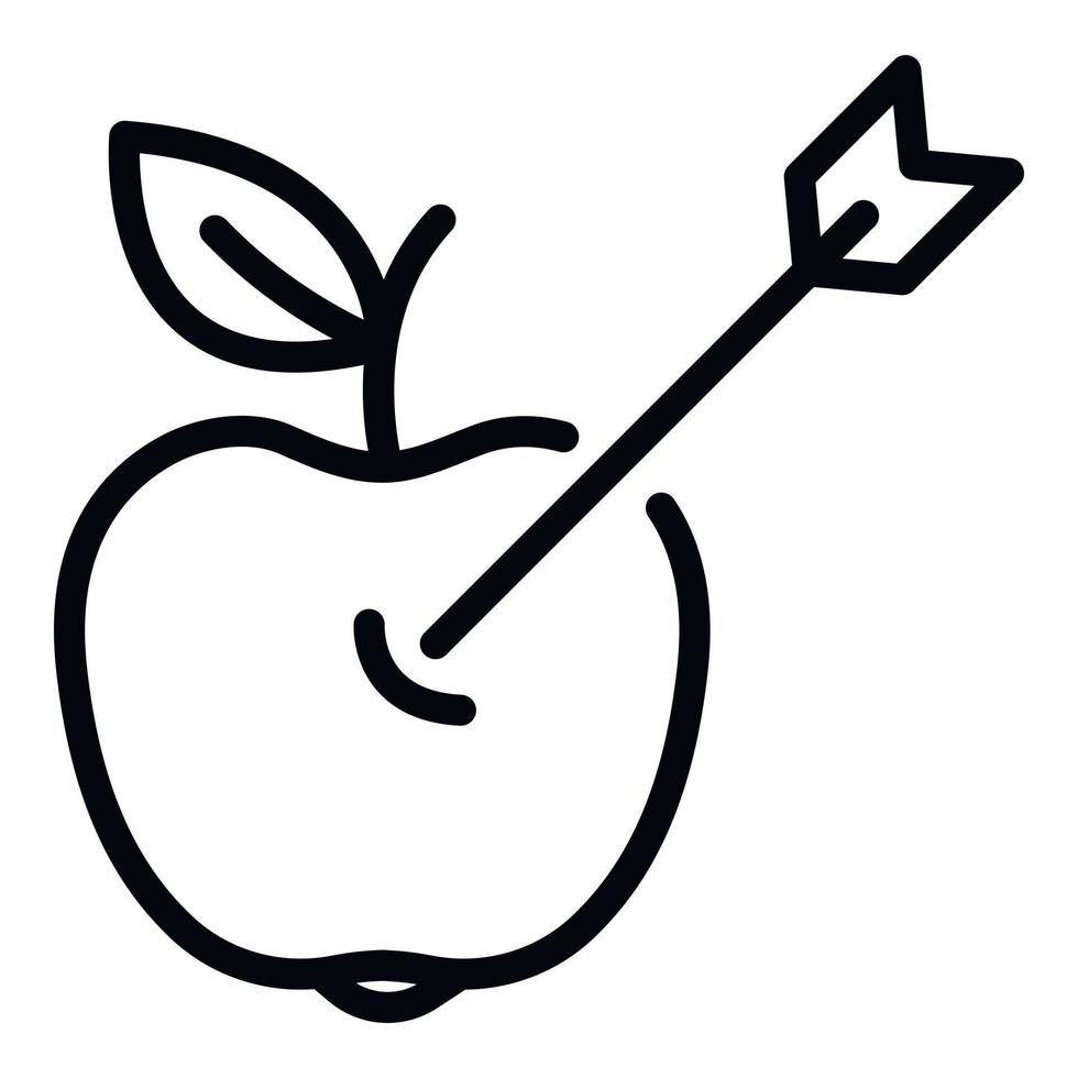 Arrow in the apple icon, outline style vector