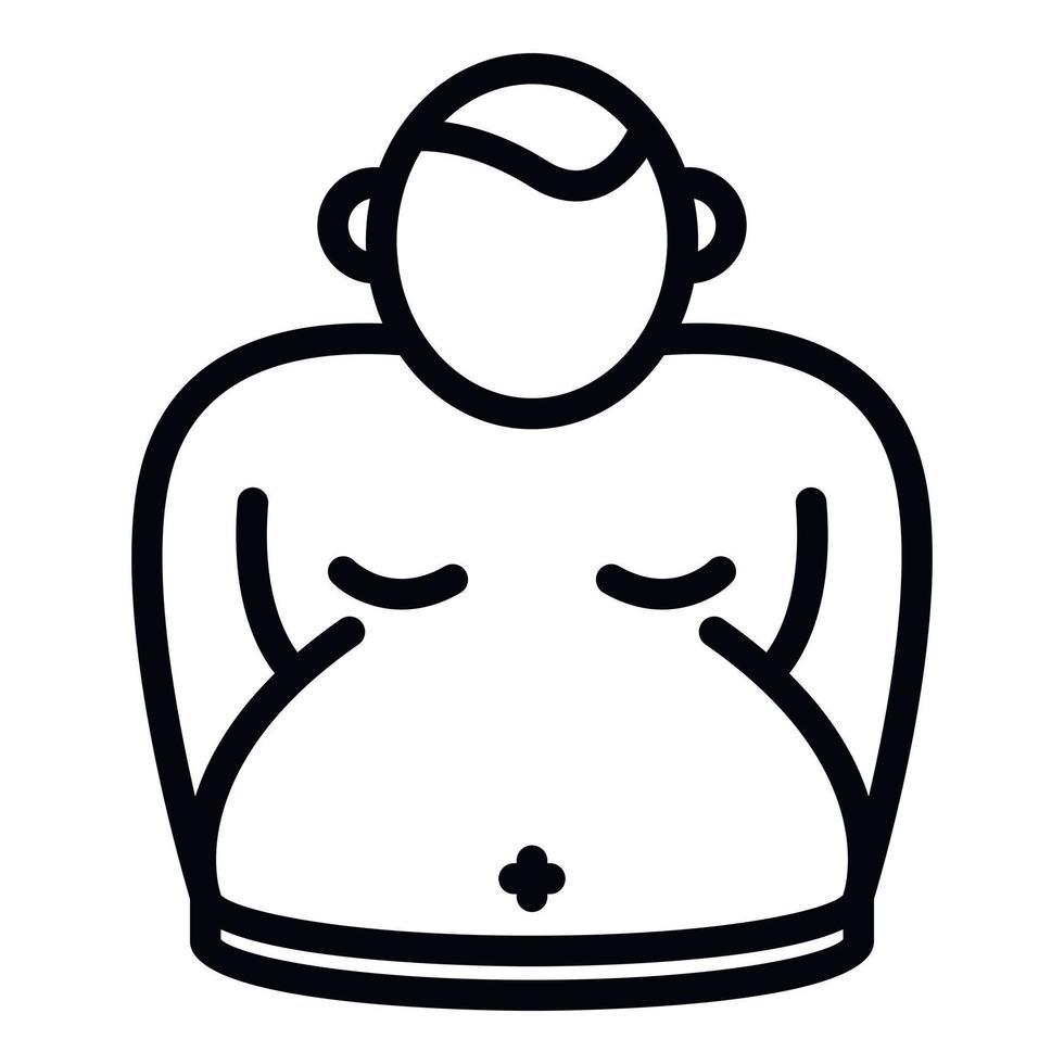 Young man overweight icon, outline style vector