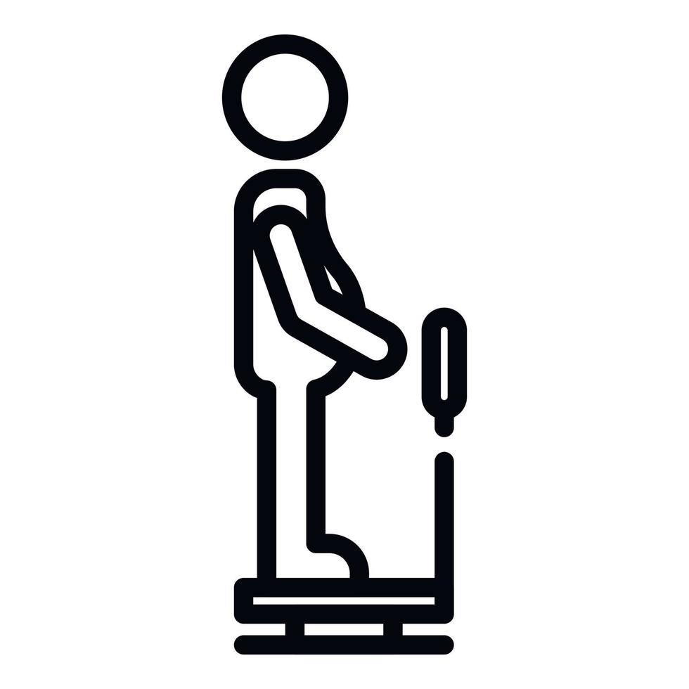 Man fat on scales icon, outline style vector