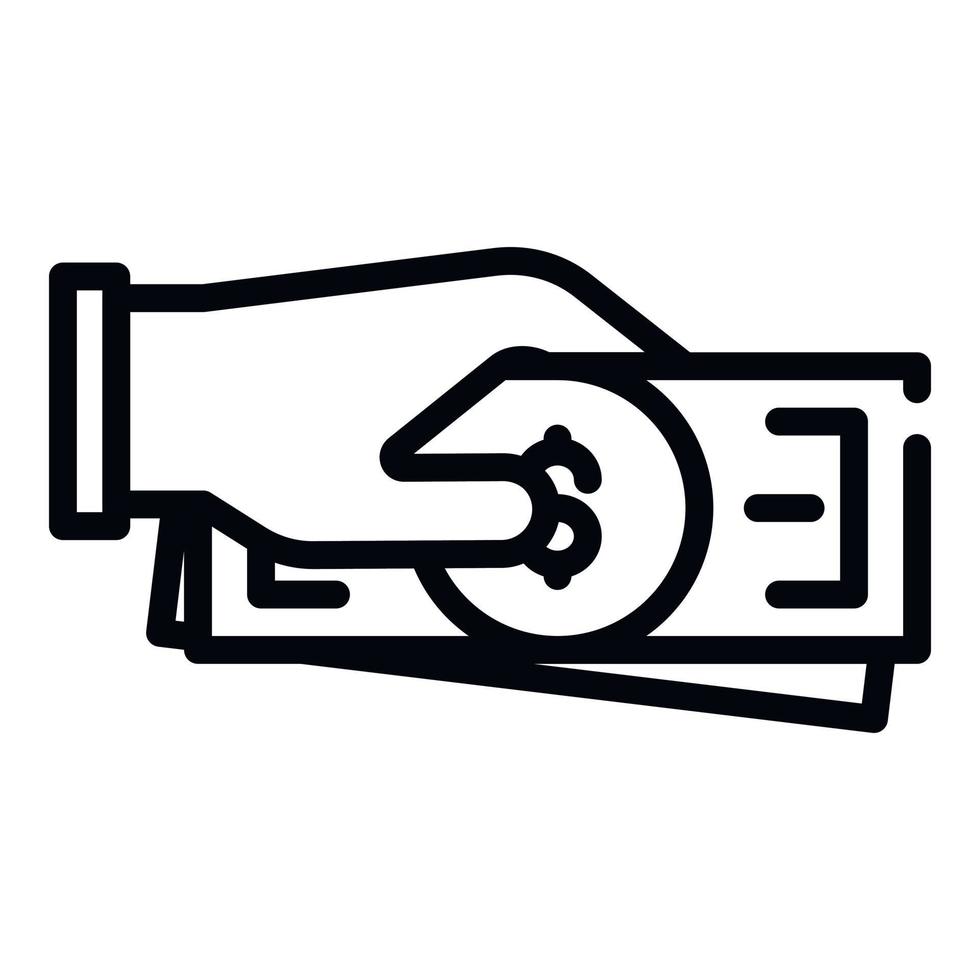 Cash money in hand icon, outline style vector