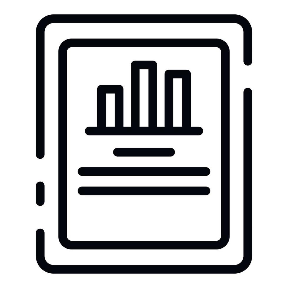 Tablet finance graph icon, outline style vector