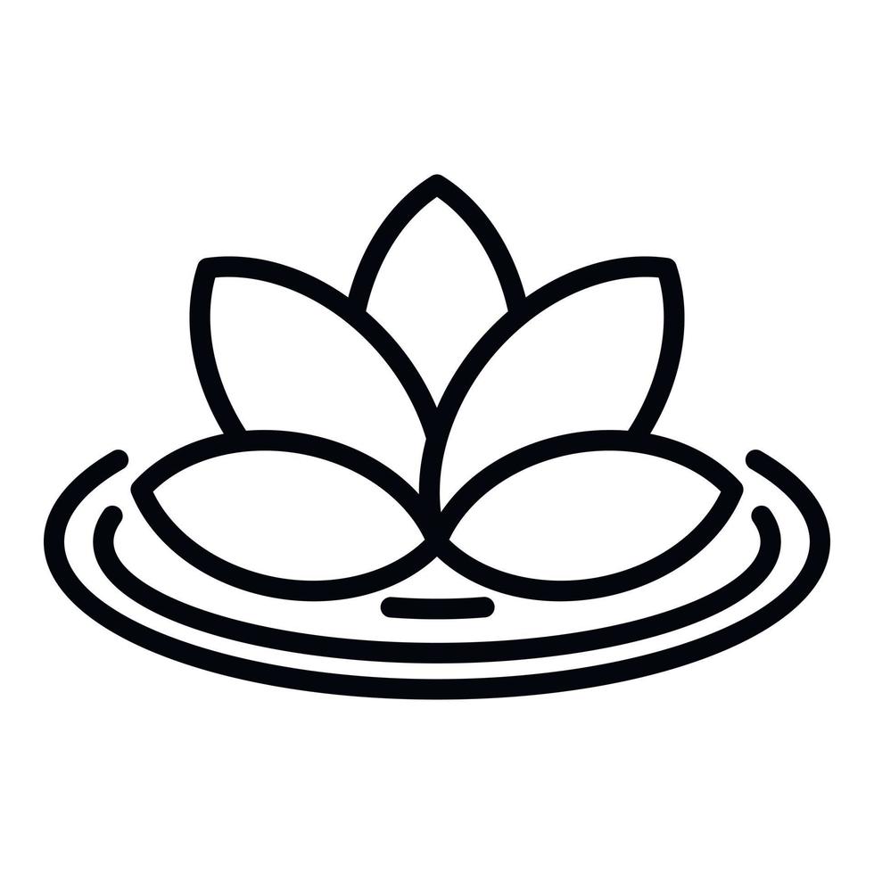 Lotus on lake icon, outline style vector