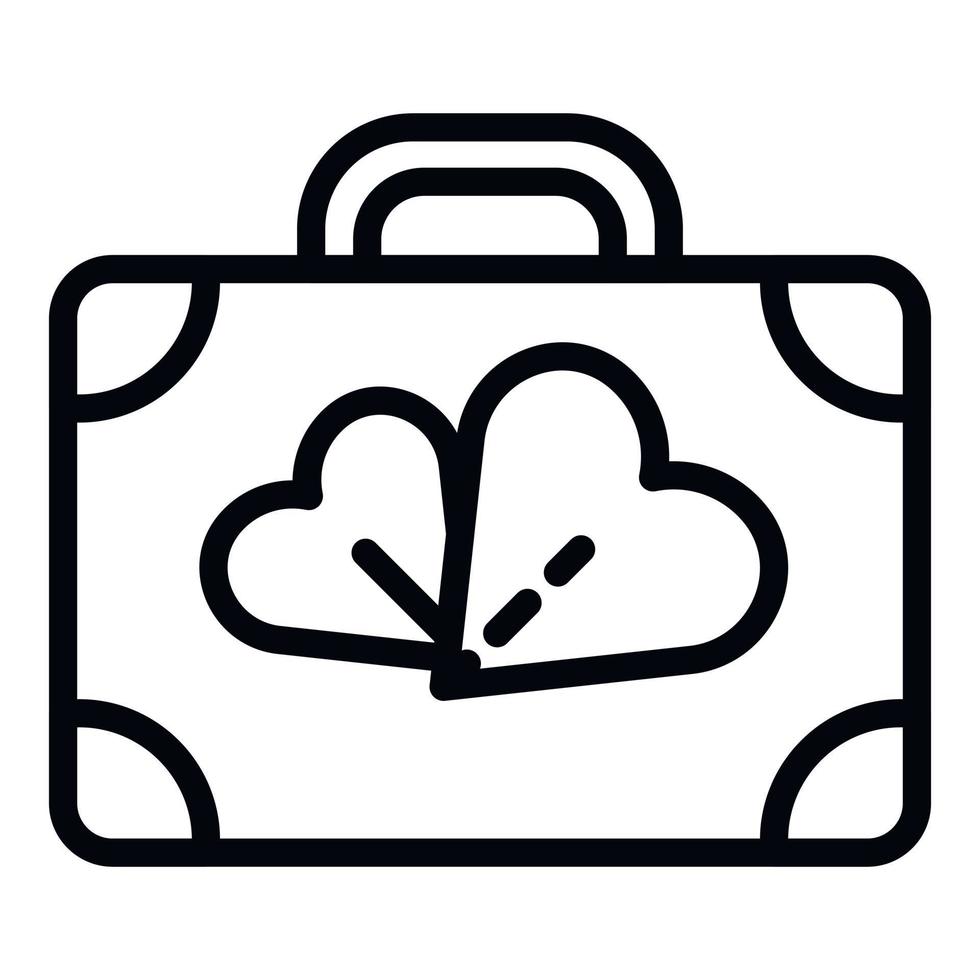 Honeymoon travel bag icon, outline style vector